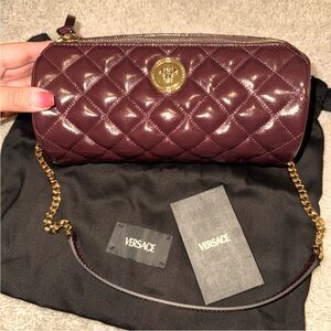 NWT Versace Shiny Calfskin Leather Shoulder Bag